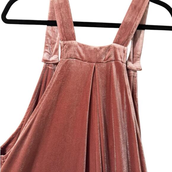 BiBi M velvet oversized wide leg adjustable overalls dusty pink mauve - Picture 6 of 11